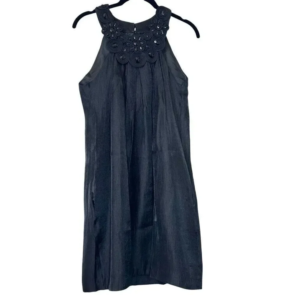 Alexia Admor Embellished Sleeveless Trapeze Cocktail Mini Dress Black Small